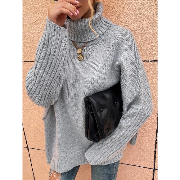 Cozy Gray Turtleneck Sweater - Picture 6 of 6